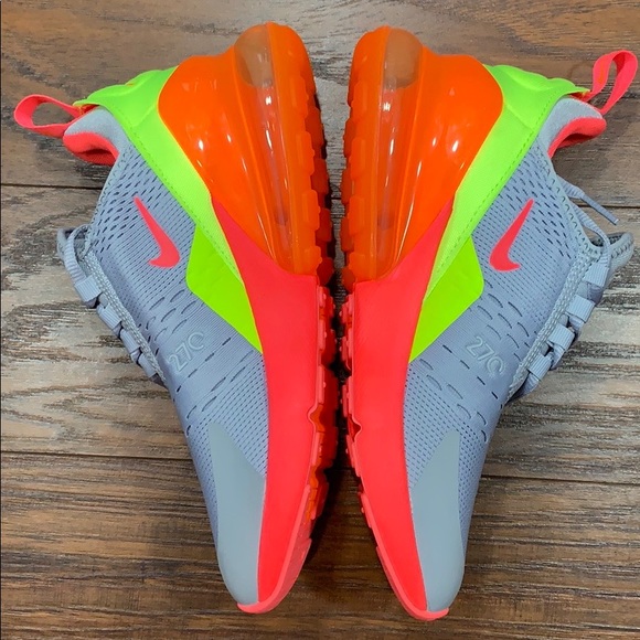 NIKE AIR MAX 270 GS 'WOLF GREY HOT PUNCH' - Picture 6 of 16